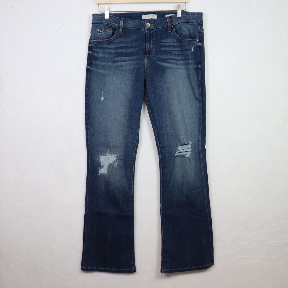 GUESS Blue Tailored Mini‎ Boot Distressed Jeans 32